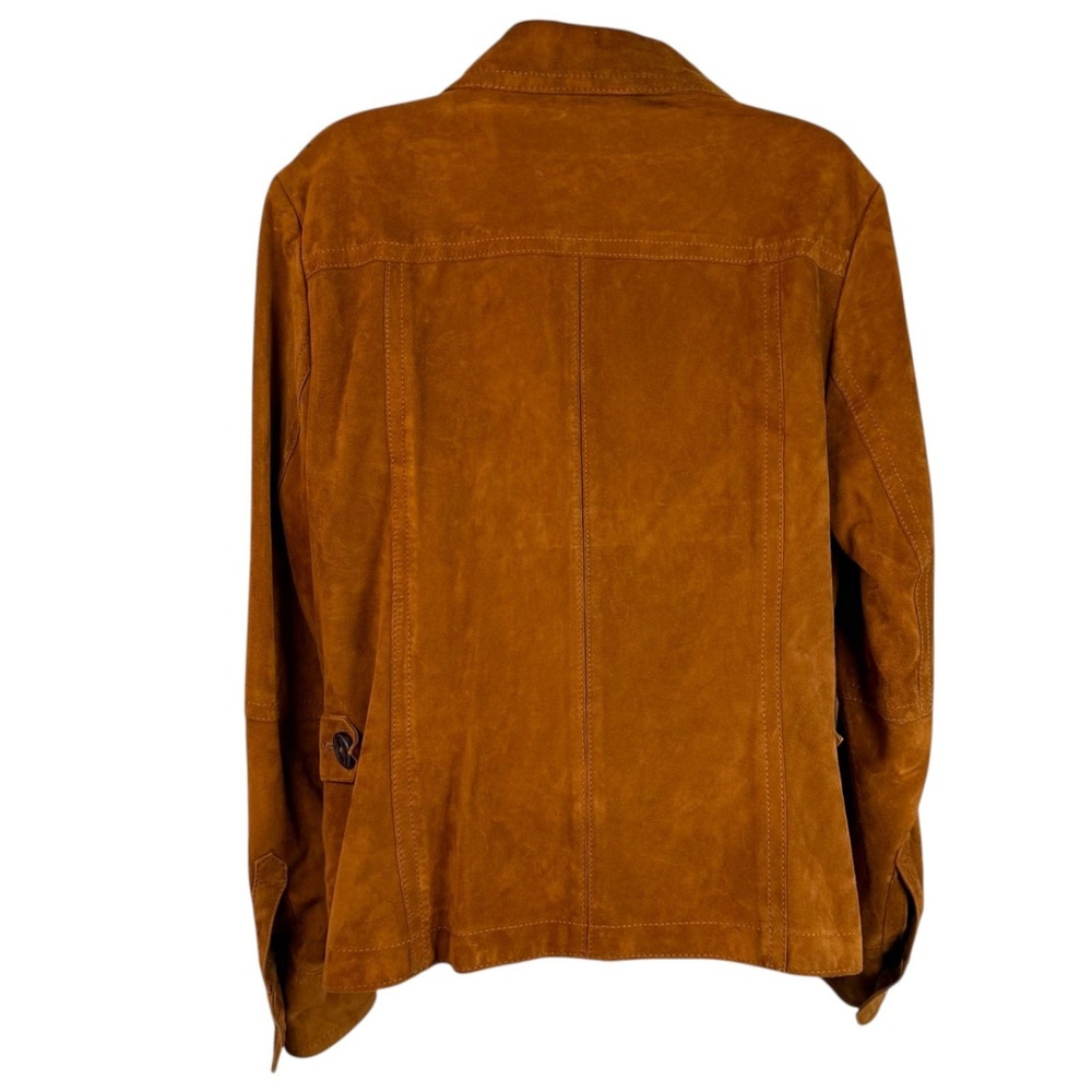 Vintage Women Talbots Cognac Suede Leather Jacket Sz L Western Boho Y2K Festival - Picture 4 of 14